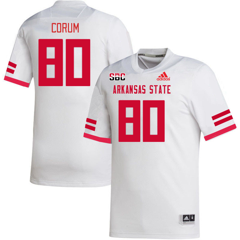 Men-Youth #80 Trace Corum Arkansas State Red Wolves College Football Jerseys Stitched-White